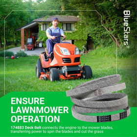 BlueStars 174883 compatibility chart demonstrates broad mower compatibility across brands.