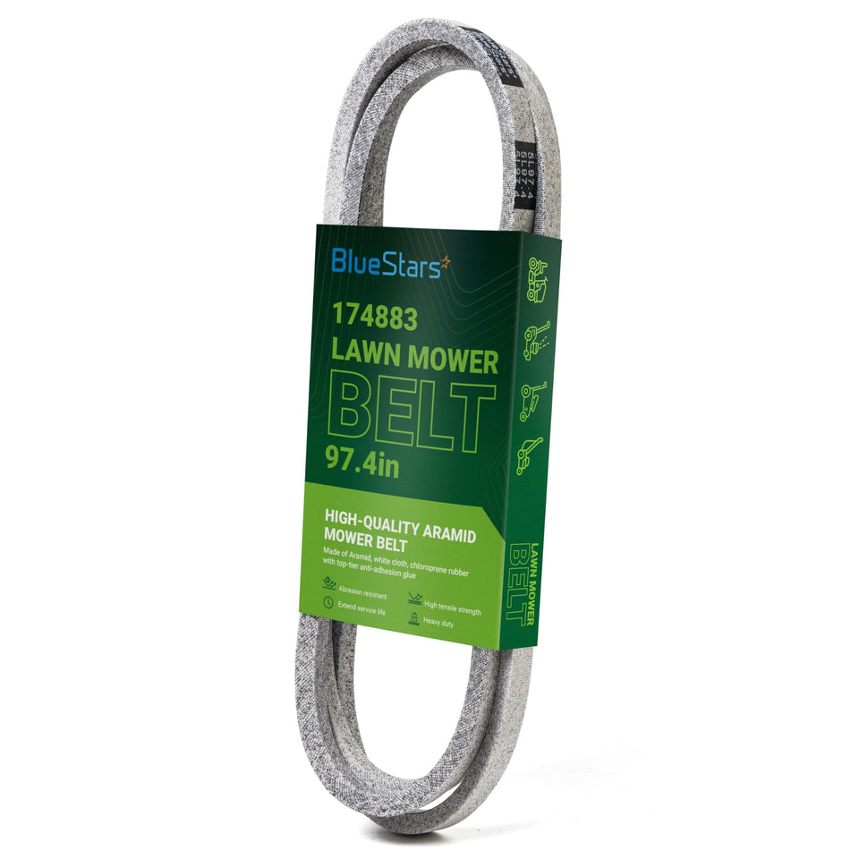 BlueStars 174883 deck belt pack shown for 42" decks delivering dependable cutting.