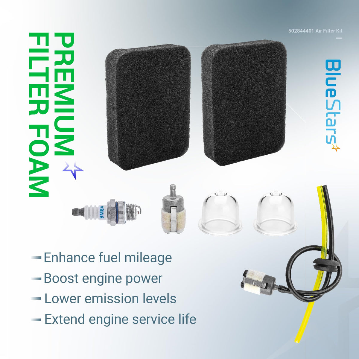 BlueStars 502844401 fuel filter shown, helps maintain clean fuel flow