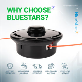 BlueStars trimmer head includes lifetime protection for peace of mind.