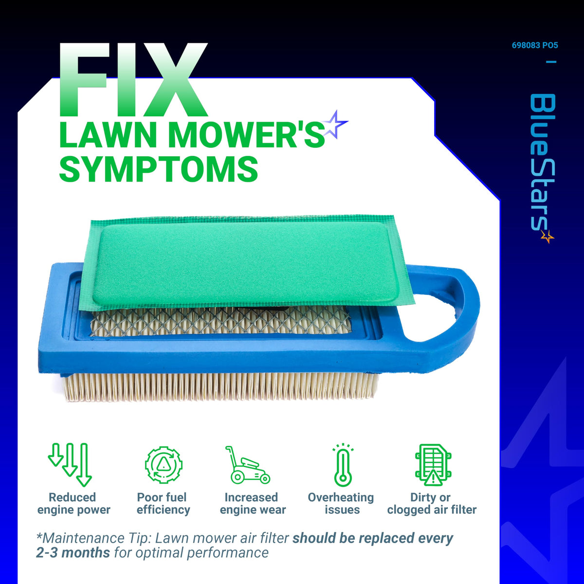BlueStars air filter 697153 aligns with multiple engine models for better filtration