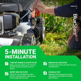 BlueStars air filter 794422 fits multiple mower models for easy replacement