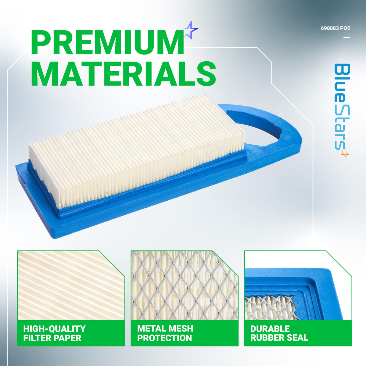 BlueStars air filter for GY20573 keeps dust out for smoother mowing