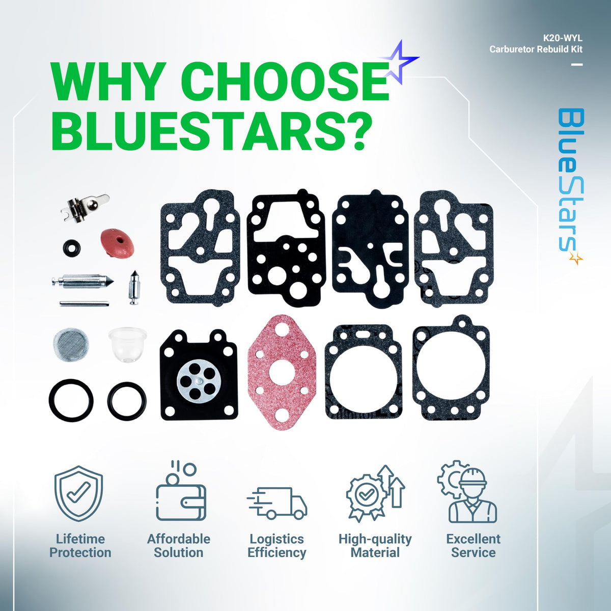 BlueStars packaging reflects professional-grade quality and ready-to-use parts