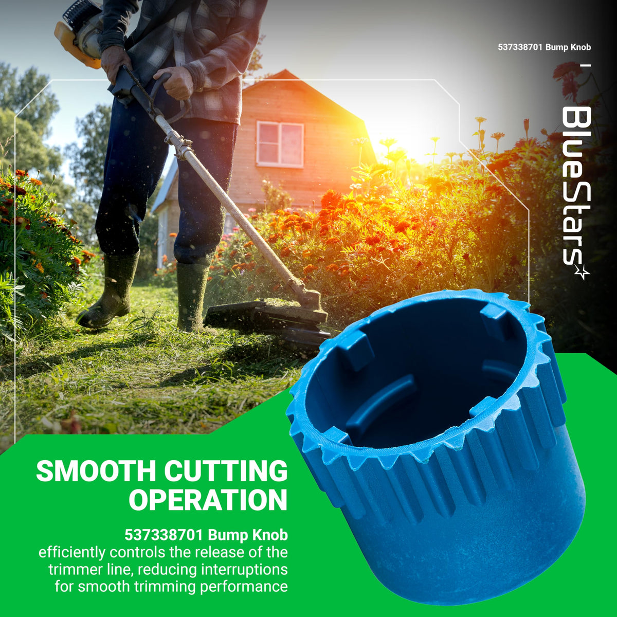 BlueStars bump knob side view, showcasing rugged construction for lasting performance.