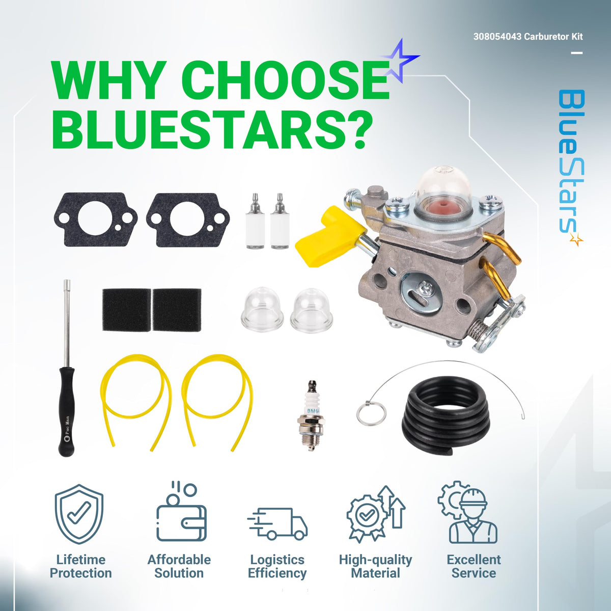 BlueStars installation guide shows quick, confident carburetor replacement