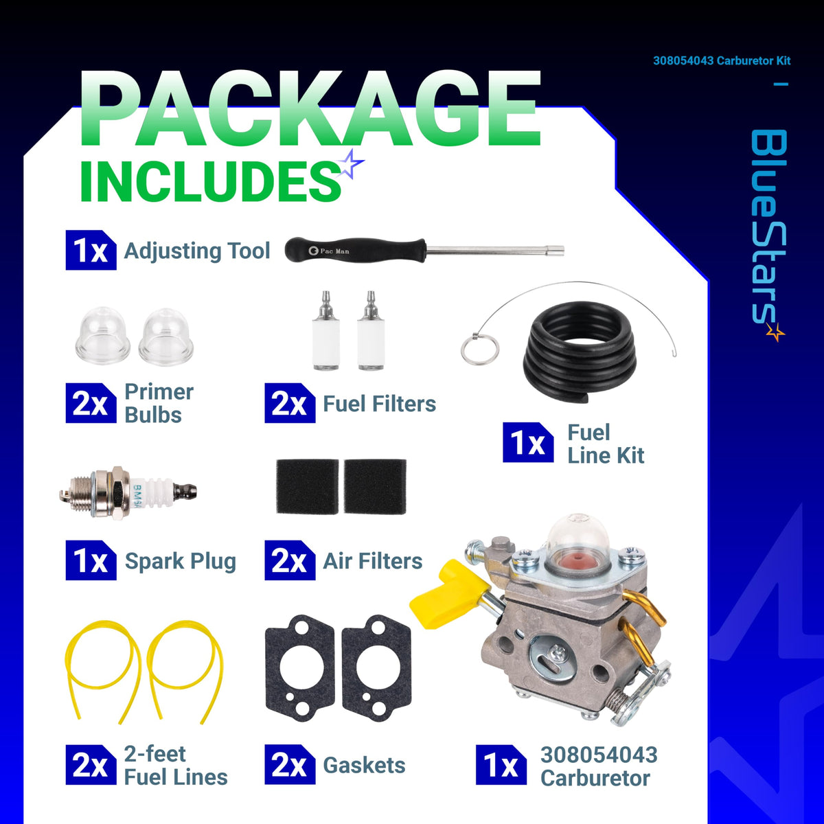 BlueStars carburetor kit Ry34440 match ensures precise fit for S430 engines