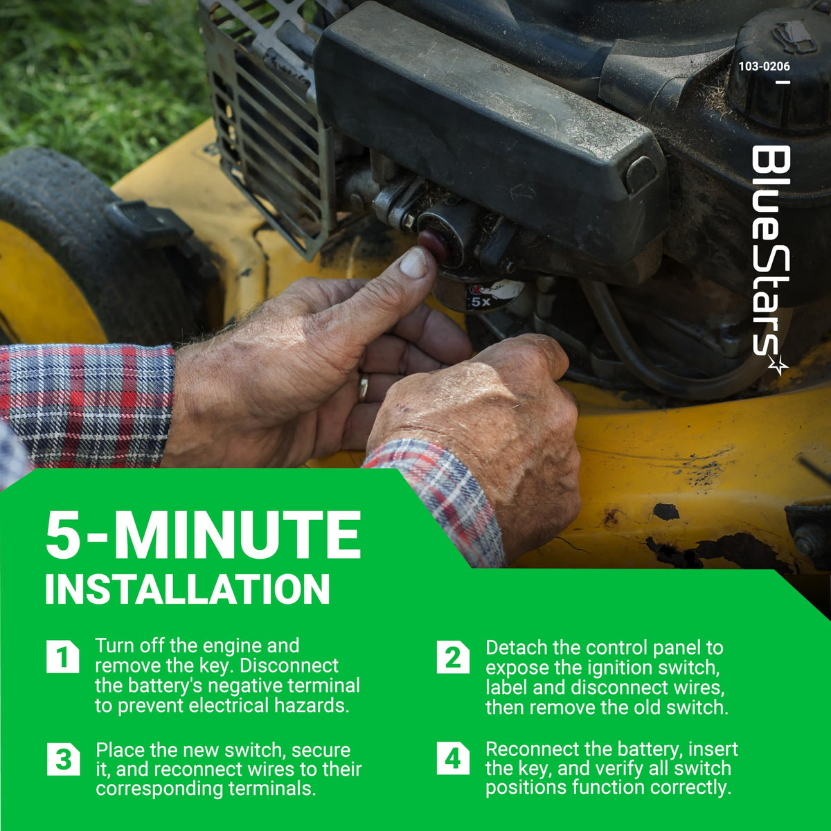 BlueStars 5/8-inch mounting stem fits many mower models