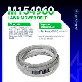 BlueStars M154960 belt with two-layer wrap secured on a mower pulley