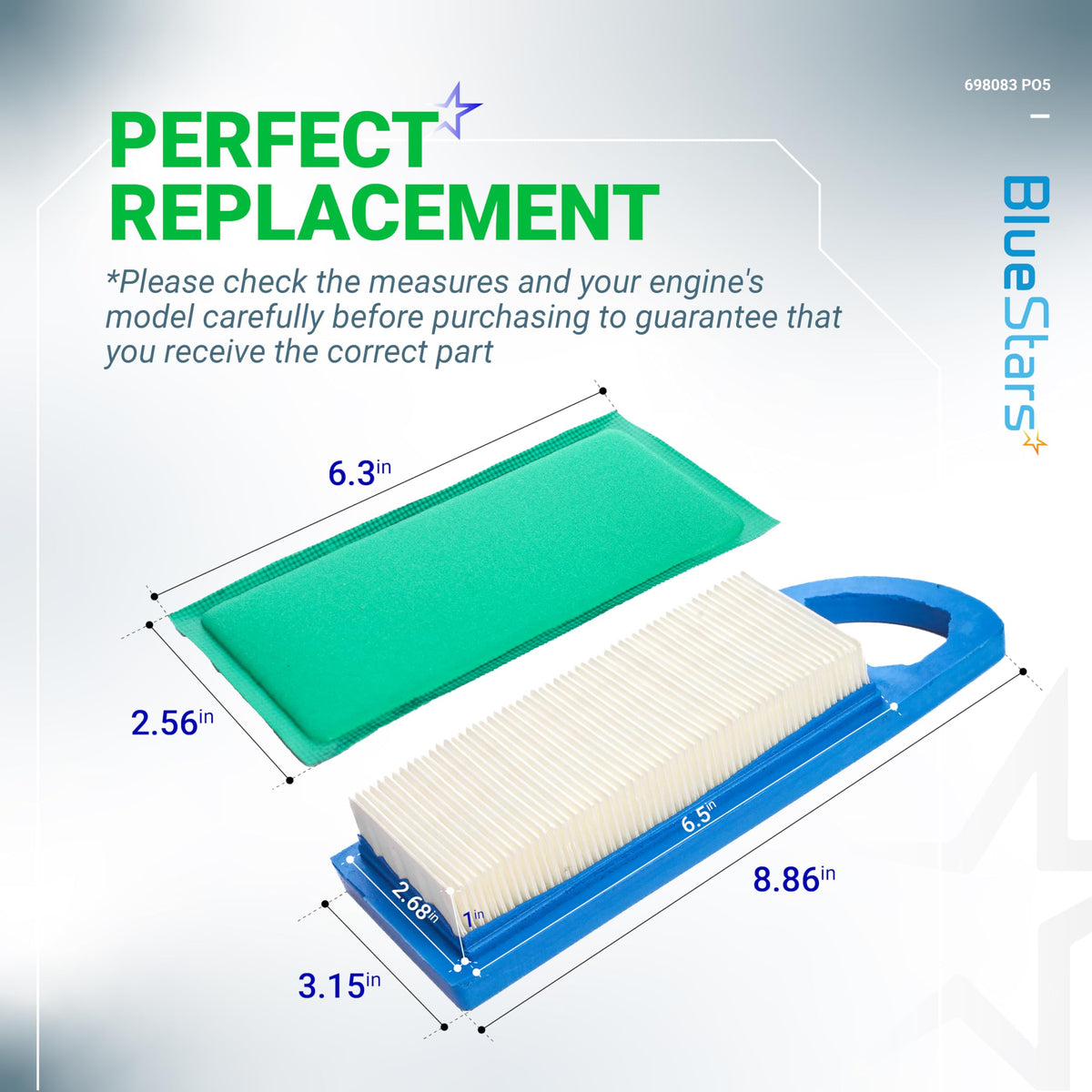 BlueStars pre air cleaner 697015 compatible pre-filter replacement