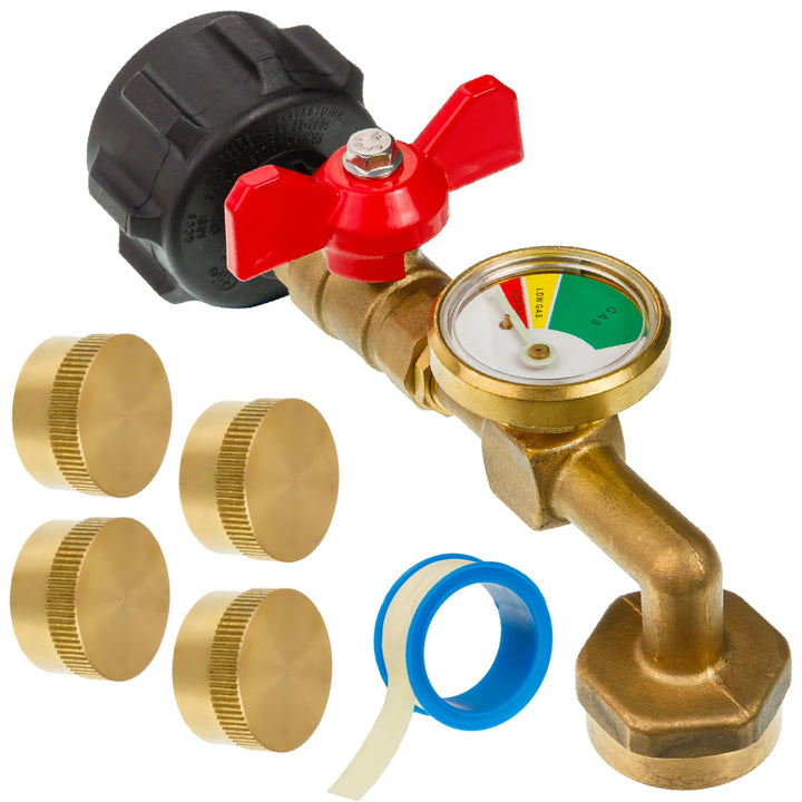 BlueStars propane refilling elbow adapter with gauge for precise control