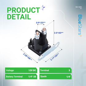 BlueStars solenoid side view for easy mower installation.