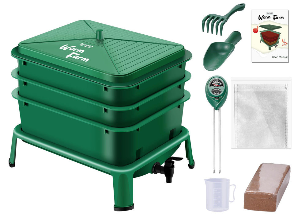 Blütezeit 3-Tray Worm Composter front view for efficient home vermicomposting.