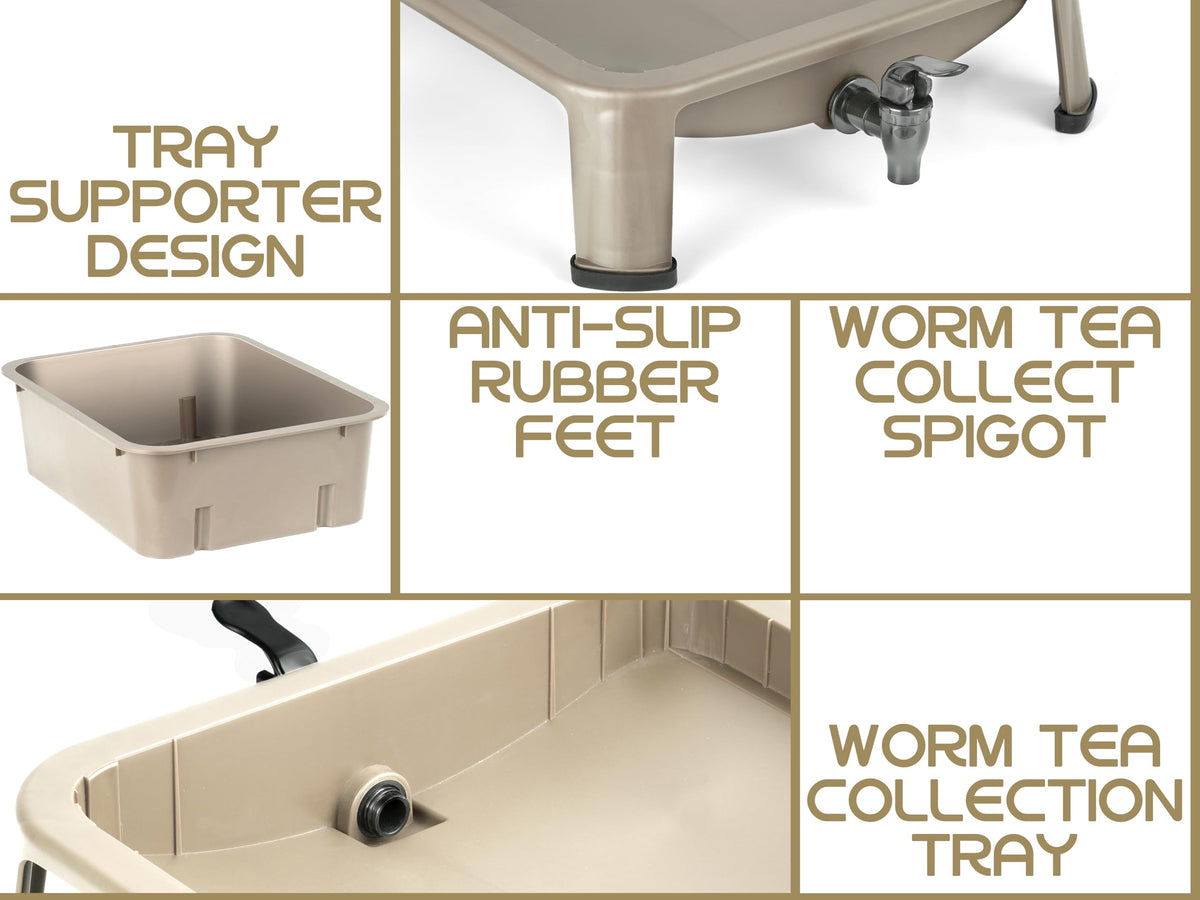 Blütezeit worm farm starter kit with shovel and fork, supports simple setup and mixing.