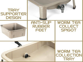 Blütezeit worm farm starter kit with shovel and fork, supports simple setup and mixing.