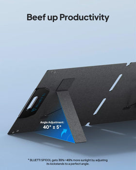 BLUETTI 100W foldable panel with adjustable kickstands for optimal angle