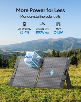 BLUETTI 100W panel lightweight at 10.9 lbs for easy carrying