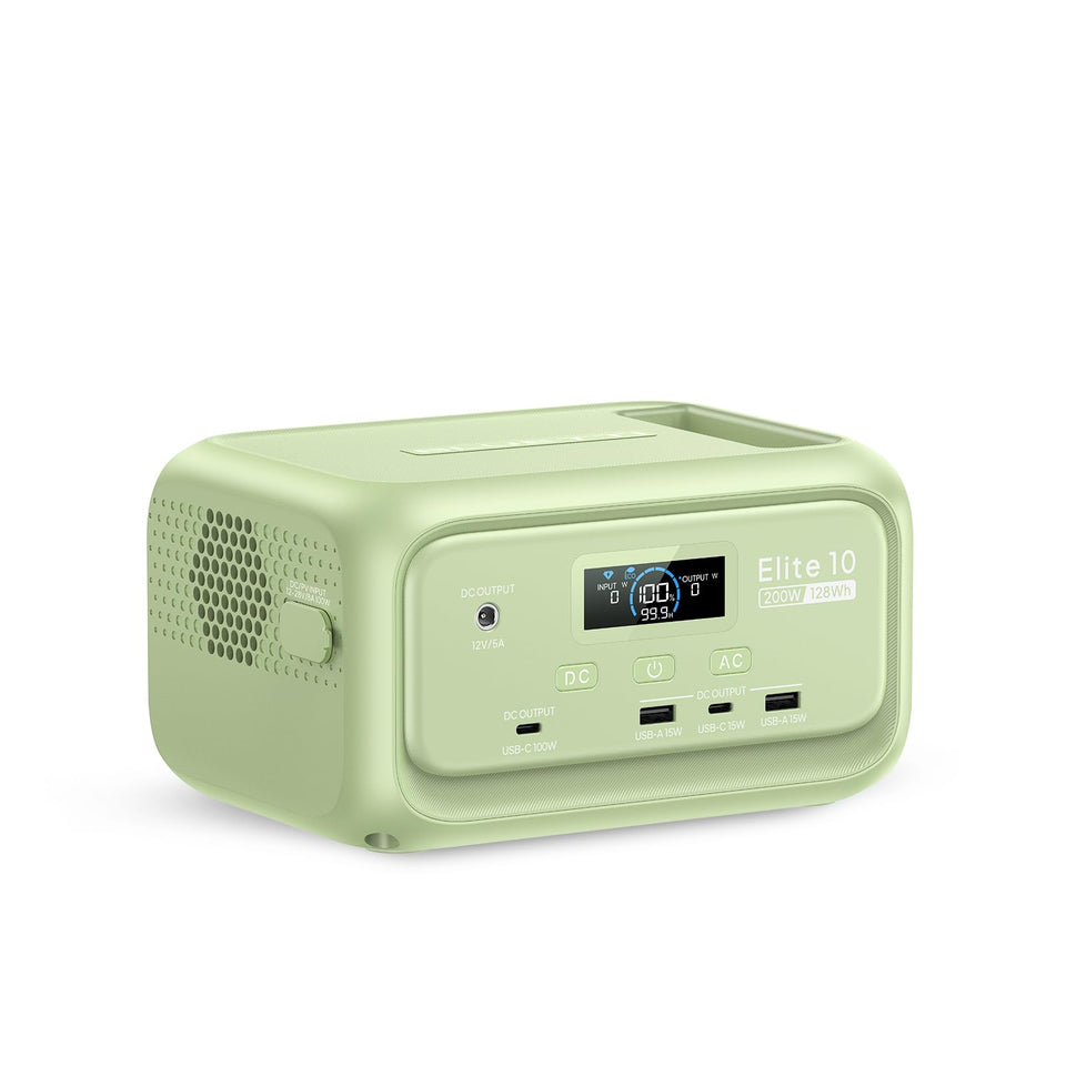 BLUETTI Elite 10 Mini front ports for easy access powering a laptop