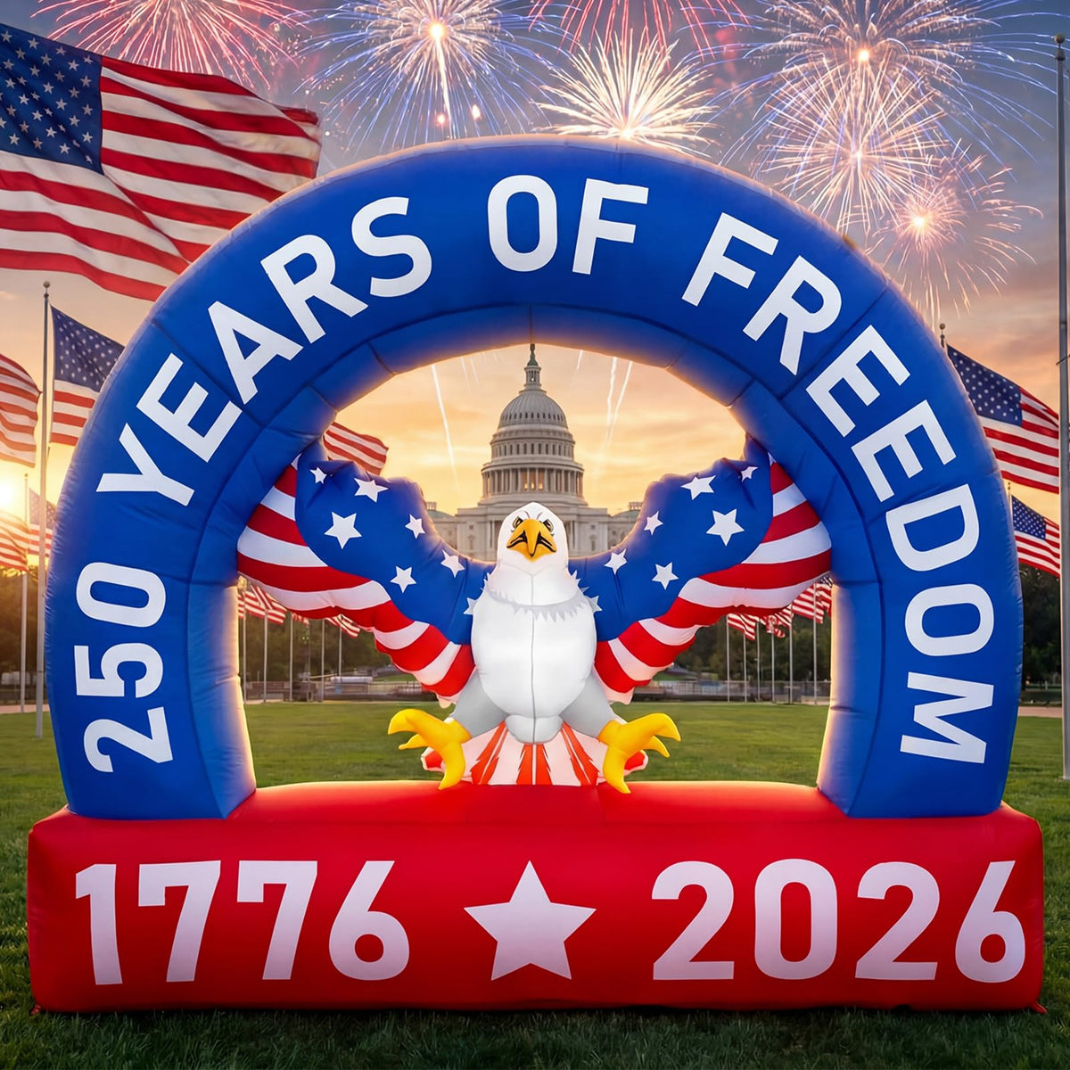 Blueweenly red white blue eagle inflatable ideal for patriotic celebrations.