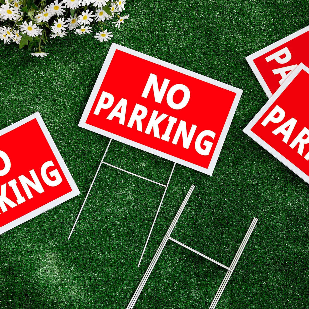 Blulu 16-pack no parking signs with stands for easy setup