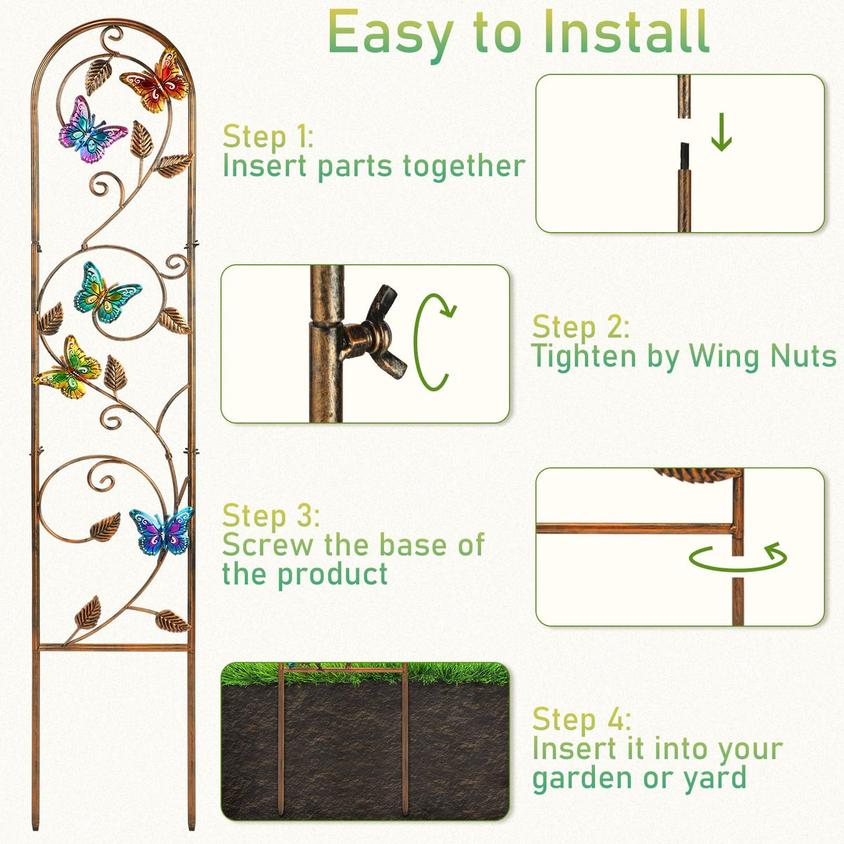Blulu 60-inch garden trellis provides ample planting space.