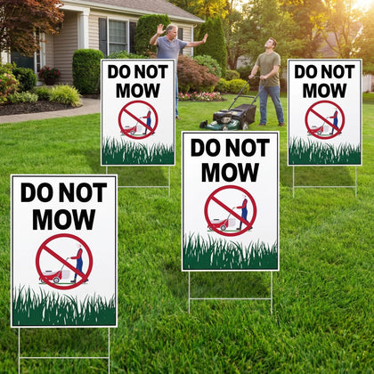 Blulu do not mow sign with metal H stake, weatherproof for yard visibility.
