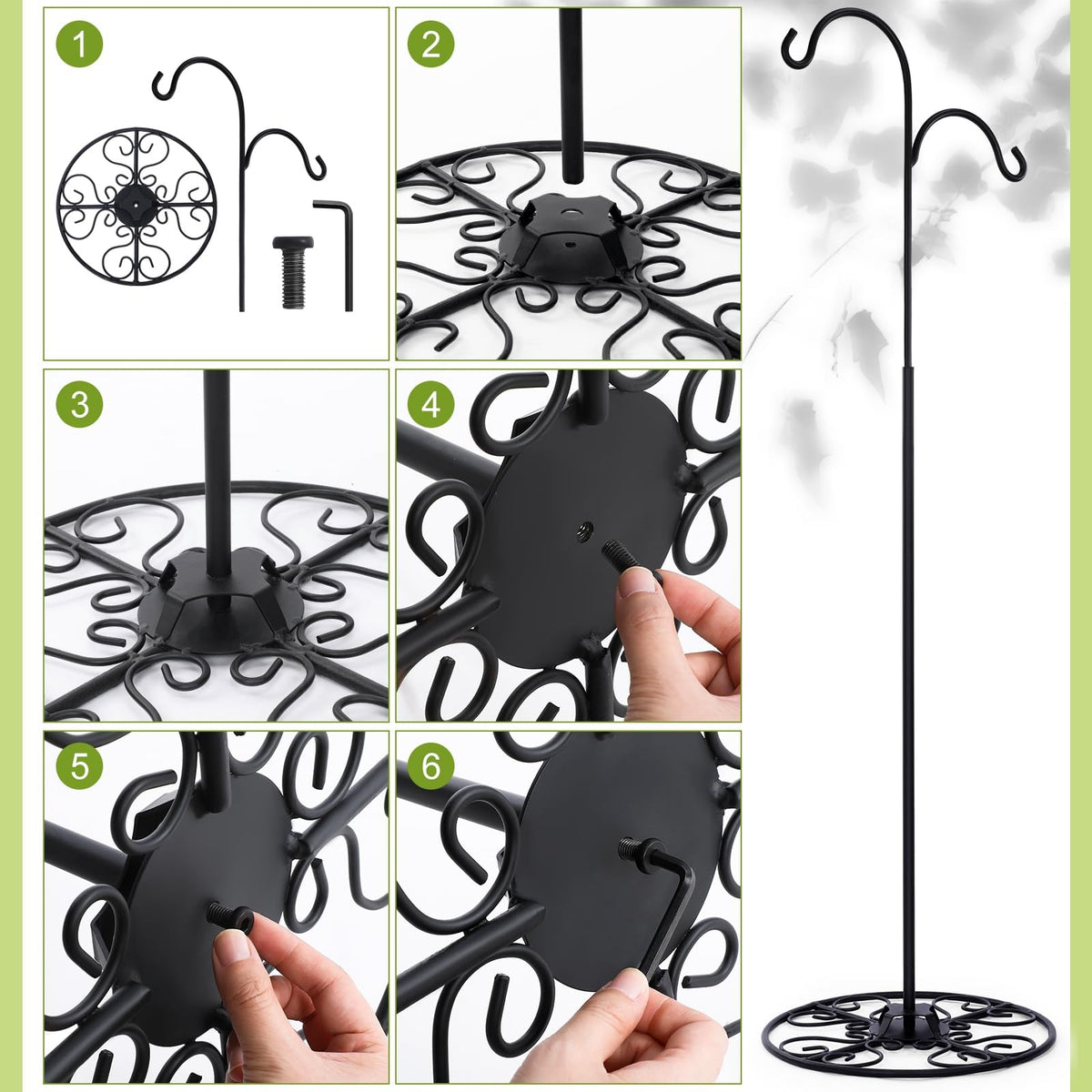Blulu easy-assembly shepherd hook base for quick setup.