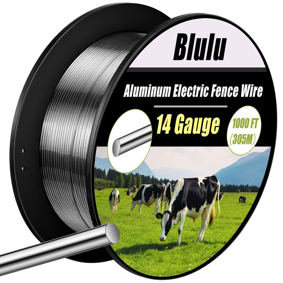Blulu 14ga aluminum fence wire spool for efficient setup over large areas.