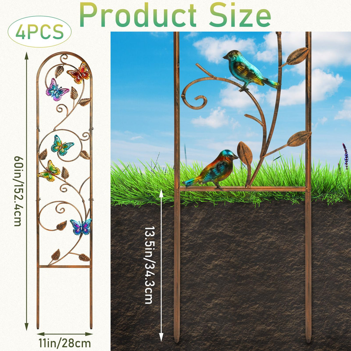 Blulu detachable garden trellis four-pack allows tool-free setup.