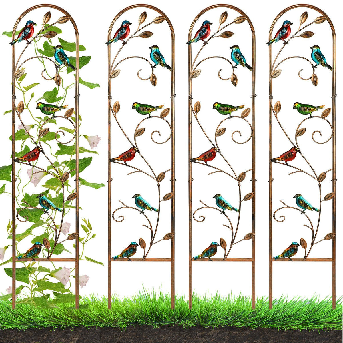 Blulu hummingbird trellis 60in height and 11in width forming a sturdy vertical garden backdrop