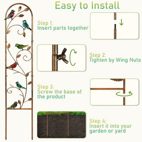 Blulu hummingbird trellis with elegant hummingbird design enhancing floral displays