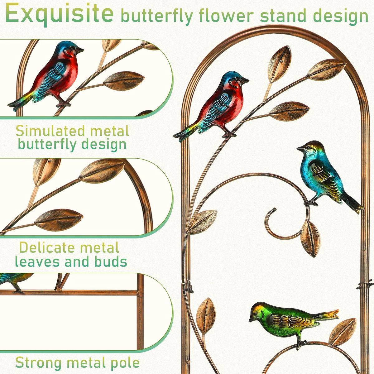 Blulu hummingbird trellis made from rustproof metal for outdoor durability