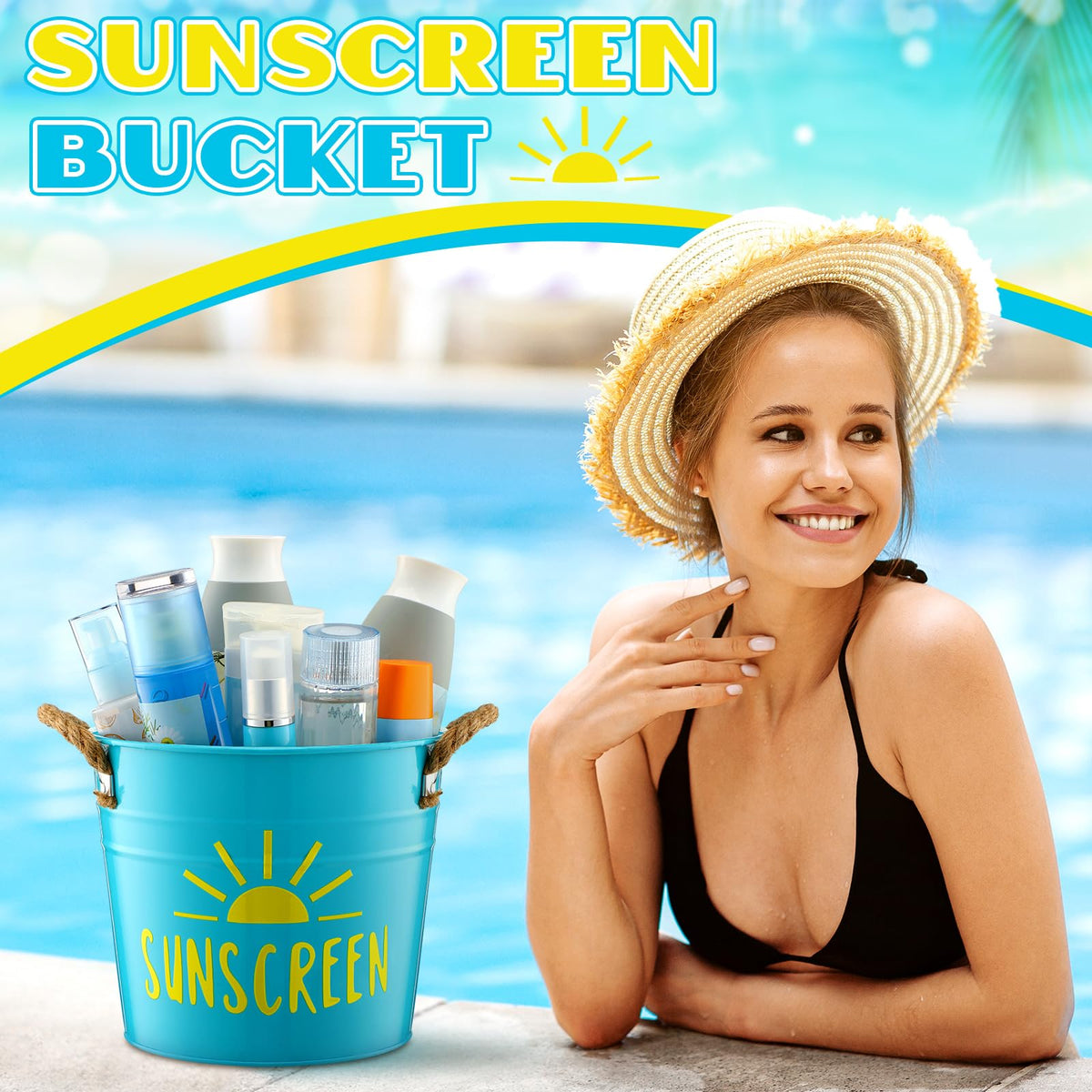 Blulu metal pool storage bucket that is water resistant for outdoors