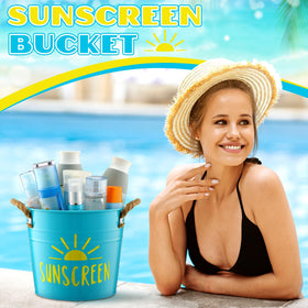 Blulu metal pool storage bucket that is water resistant for outdoors