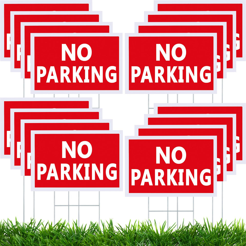 Blulu no parking sign 8x12 inches in white with red text for driveways