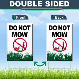 Blulu do not mow set includes four signs and four metal stakes for versatile placement.