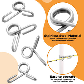 Blulu round rod post insulator clip in silver for quick, tool-free installation.