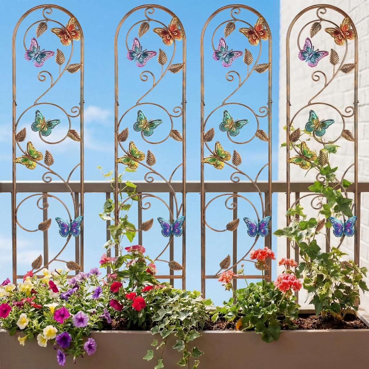 Blulu rustproof butterfly trellis details for garden display.