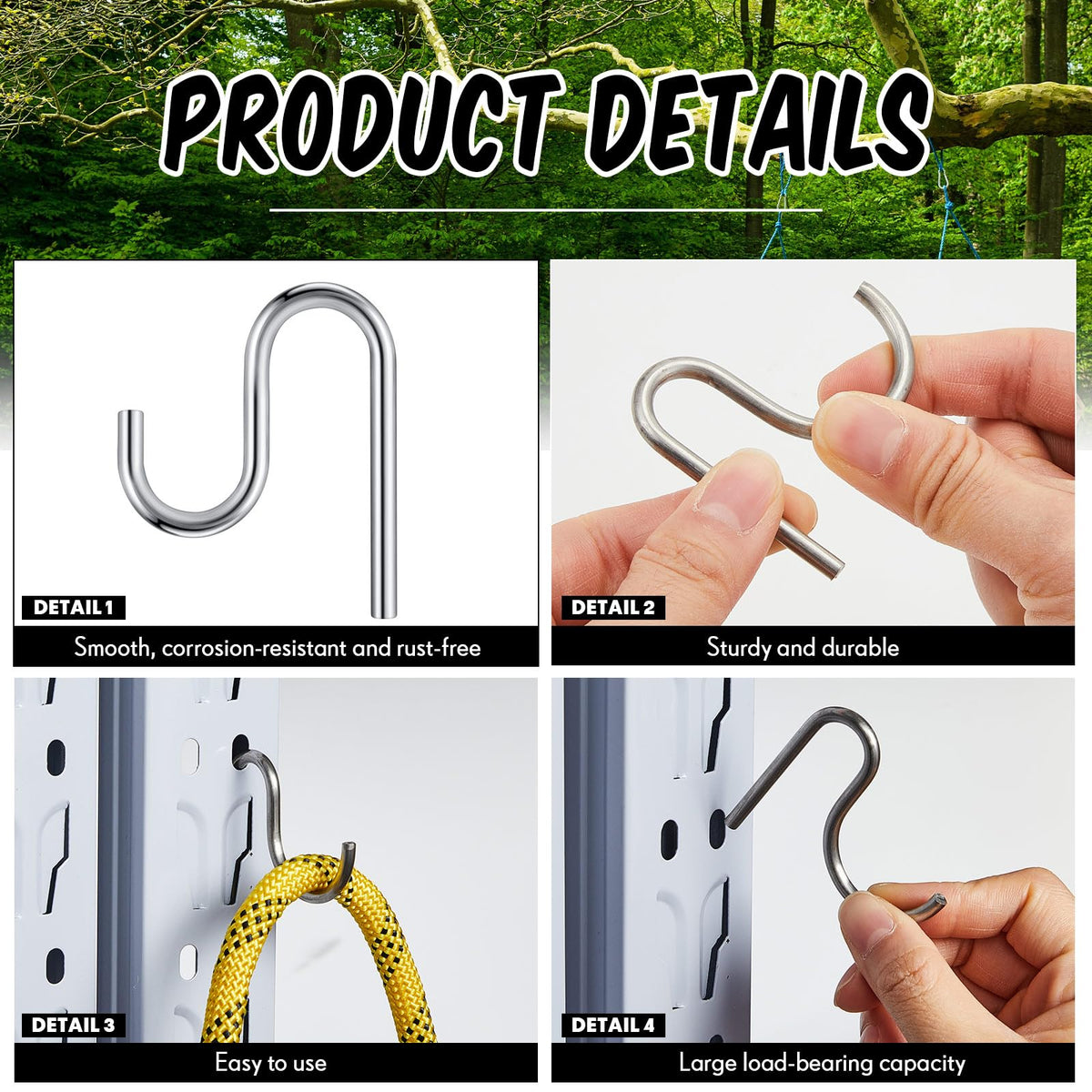 Blulu shed hooks heavy-duty design supports shovels, rakes, and other tools