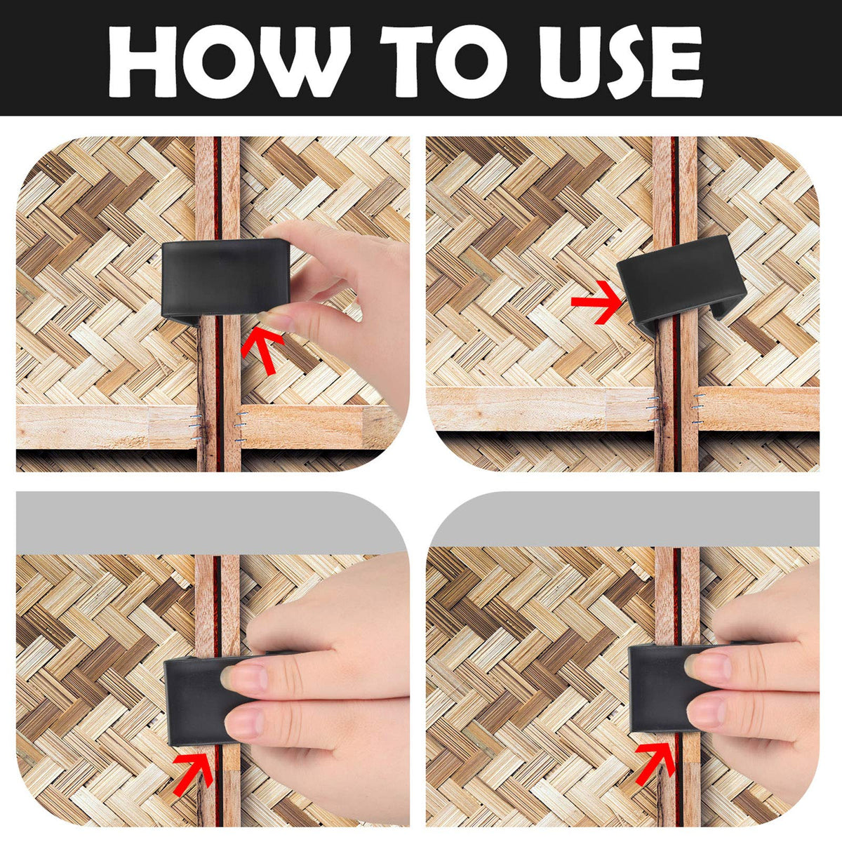 Blulu wicker chair fastener in use keeps sections connected for a seamless seat
