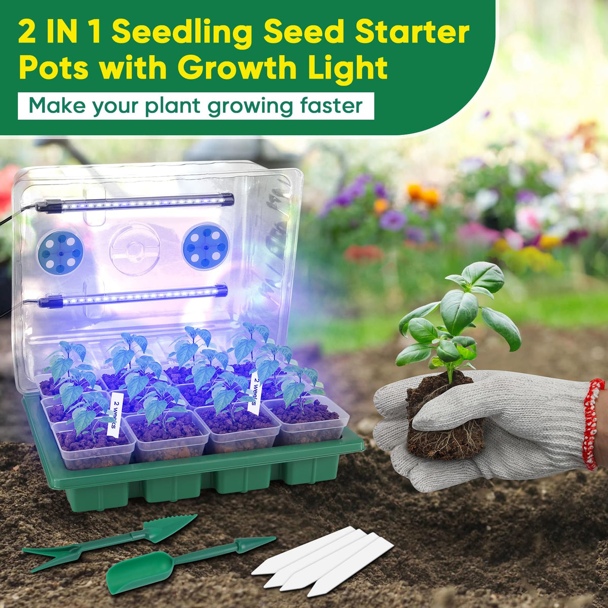 BlumWay USB or plug-in power keeps the grow light ready when needed.