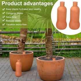 Blushtier bottle-style terra cotta pot aids consistent moisture delivery.