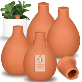 Blushtier terracotta watering pot with lid, four-piece set for indoor moisture management.