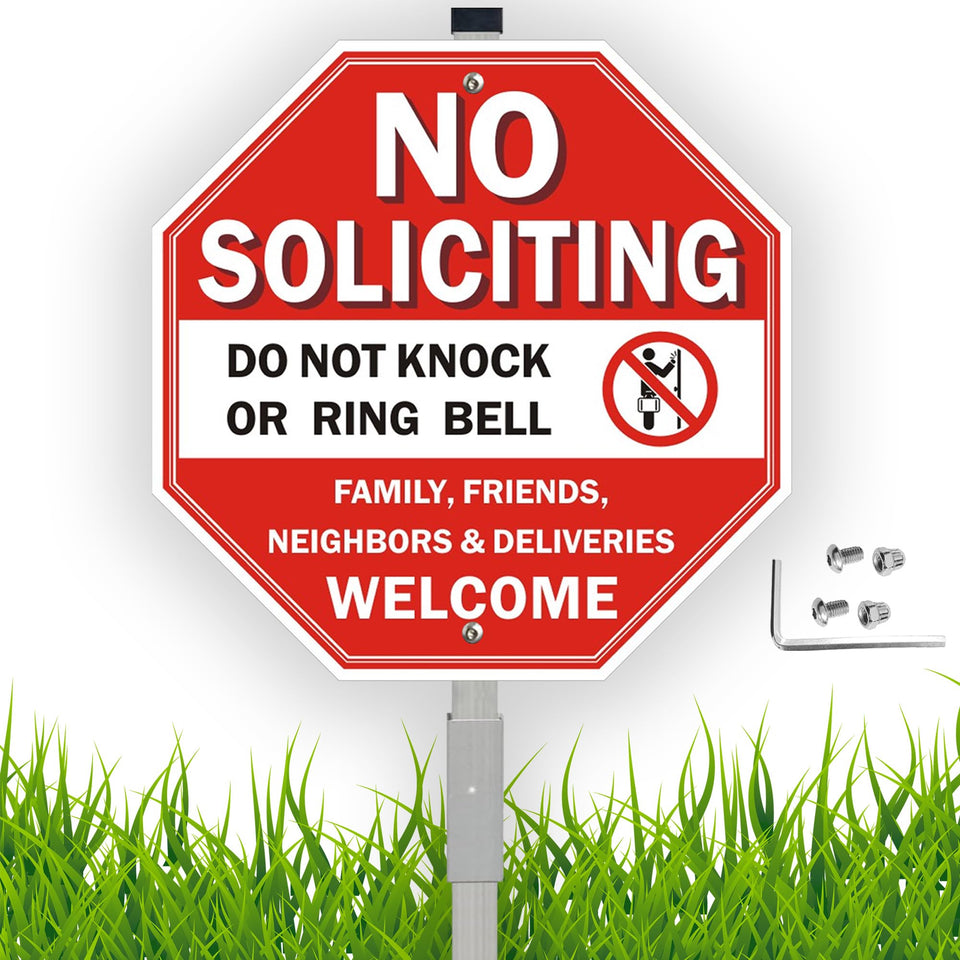Blynaqu No Soliciting Sign 10x10 front view for high curbside visibility.