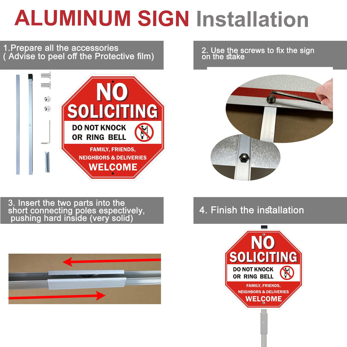Blynaqu No Soliciting Sign communicates a clear message for visitors.