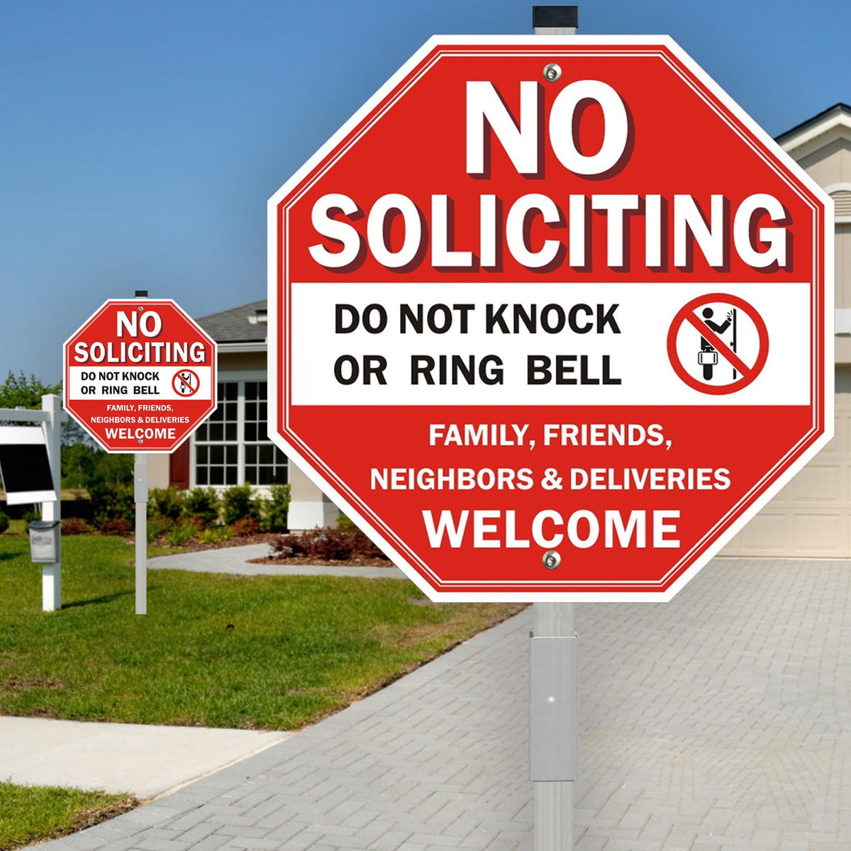 Blynaqu red-and-white design enhances privacy and curb appeal.