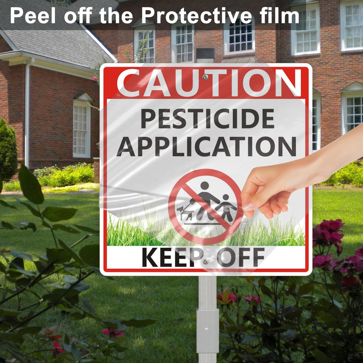 Blynaqu CAUTION pesticide application keep off messaging communicates restricted areas.