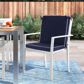 Blytieor box-edge cord trim detail adds refined patio look.