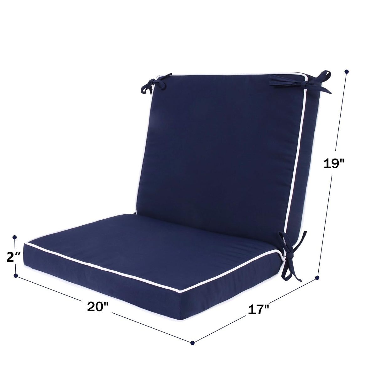 Blytieor back cushion 20x19 inch close-up shows 2-inch thickness.