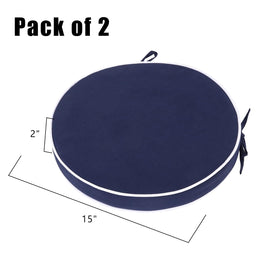 Blytieor round cushion side view showing secure ties on chairs.